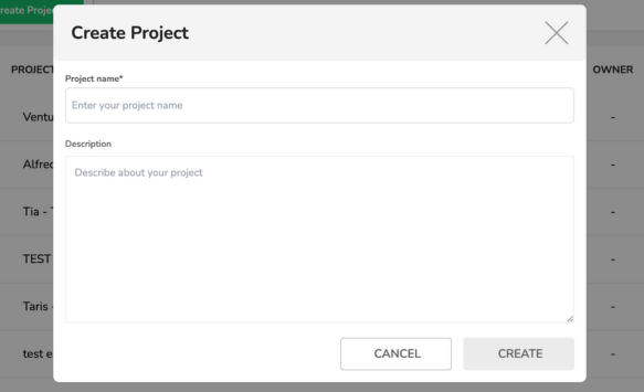 Create Project Panel