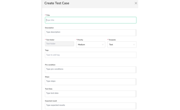 Create Test Case Panel