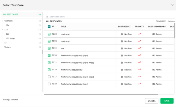 Select Test Case