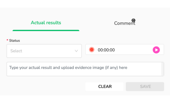 Update Actual Result after Executing Test